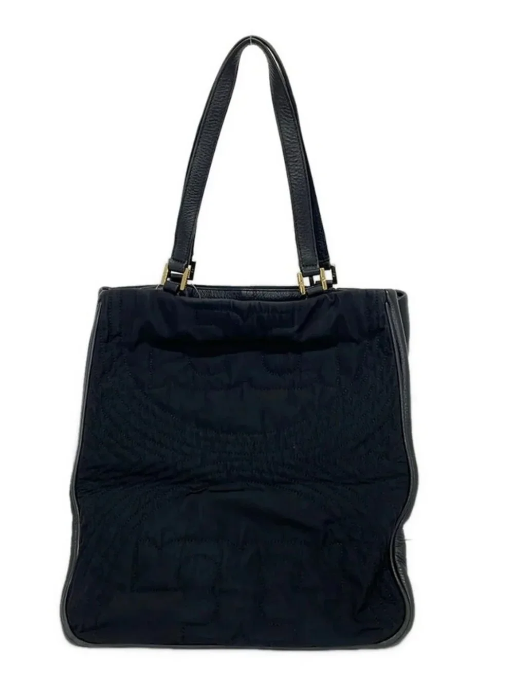 TORY BURCH Black Nylon Leather Tote Bag